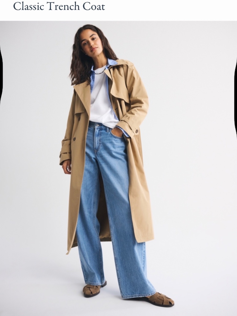Abercrombie and Fitch Classic Trench Coat Camel Size L
